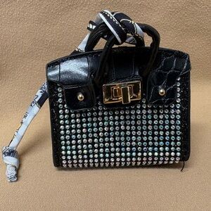 Black and Gold Studded Bag Charm 3x3 inches